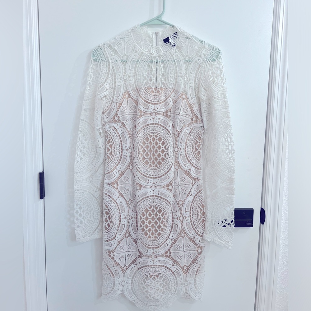 White crochet mini dress